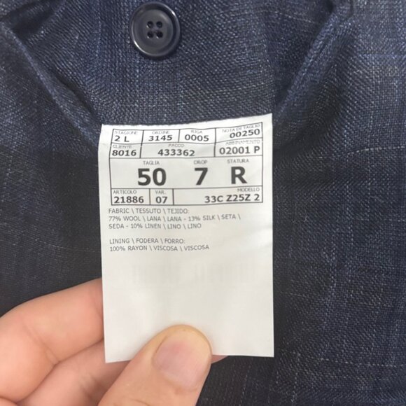 Pal Zileri Made in Italy Navy Suit 50R – Wool Silk Linen - Picture 11 of 11